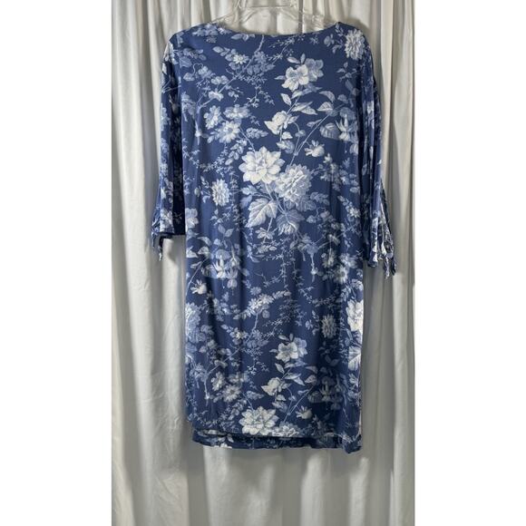 H&M Floral Tie Spilt-Sleeves Shift Dress, Blue, Sz: 12, 83-16 - Picture 7 of 15